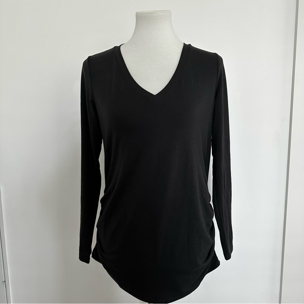 Old Navy Women's Gray Maternity Fitted  Long Sleeve V-Neck Top Size Medium